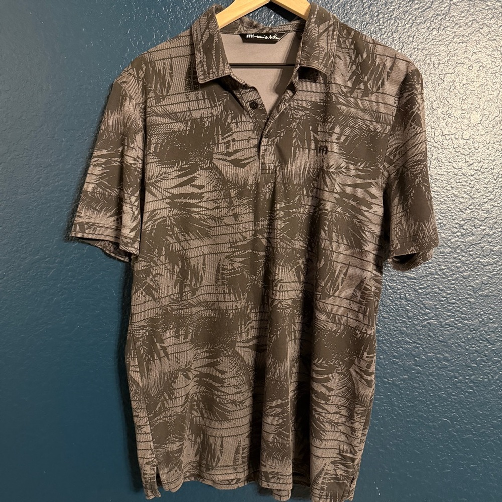 Men's Travis Matthews Gray Patterned Polo Golf Shirt